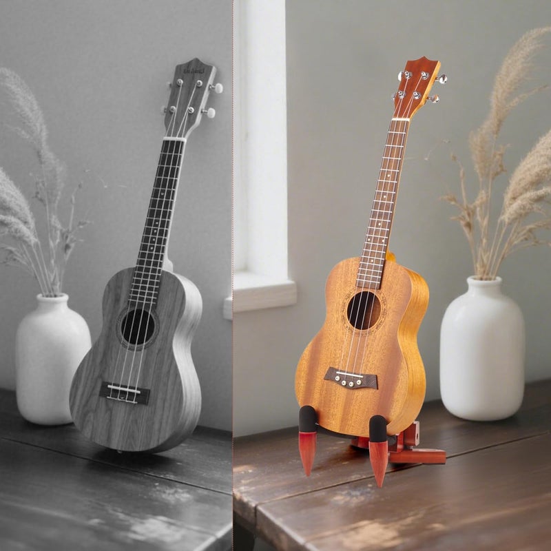 DIDA Foldable Wooden Ukulele Stand - Compact and Portable Storage for Ukulele, Mandolin and Violin Sturdy Design - Perfect for Home, Studio, or Concert Use (Rosewood) - Image 4